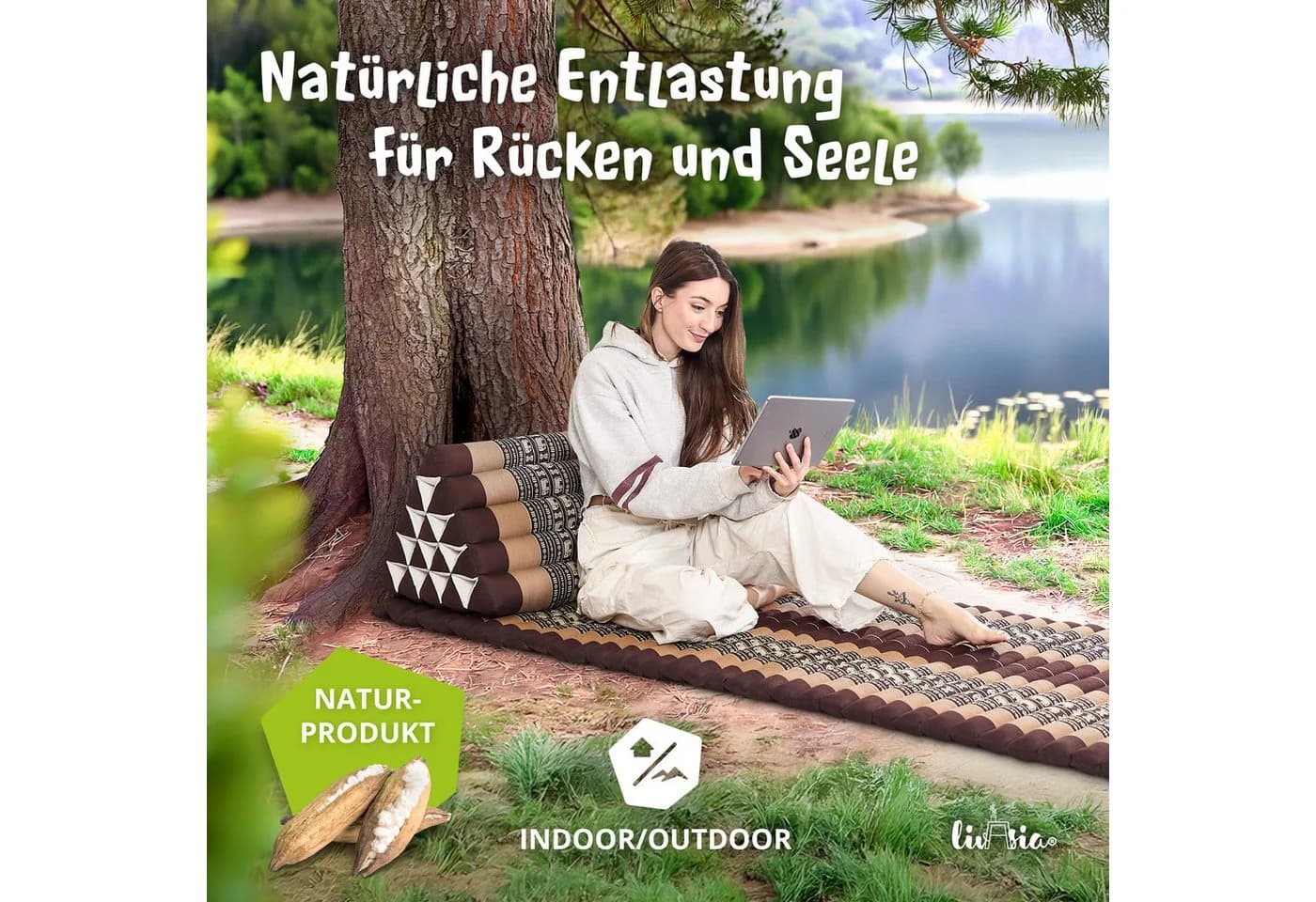 livasia Keilkissen Dreieckskissen hoch (Classic) Braun Kapok