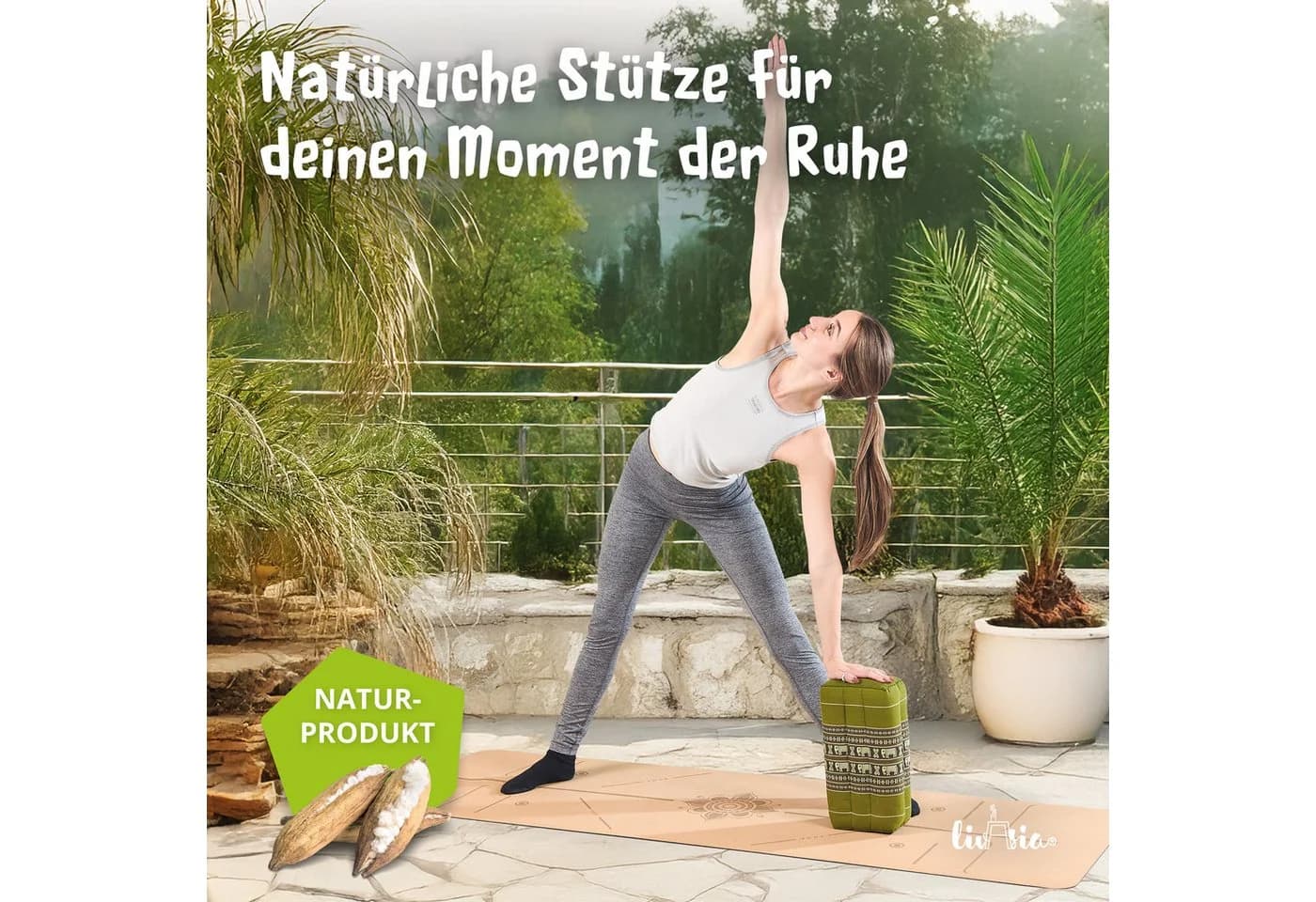 livasia Stützkissen Yogakissen Classic Grün Kapok