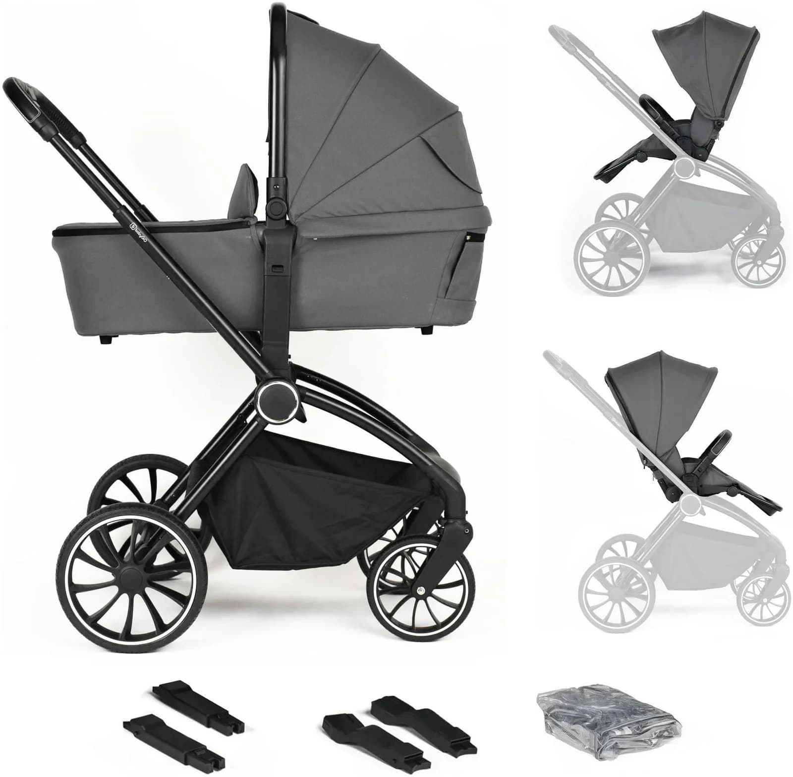 BABYGO Harmony 3in1 Kinderwagen Grau Aluminium mit Babyschale