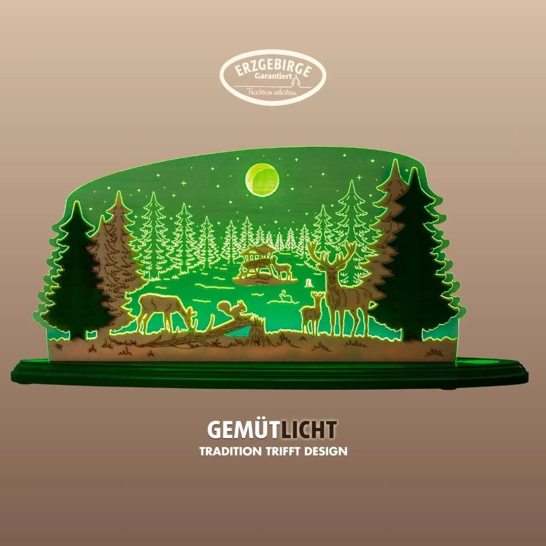 WEIGLA LED Waldidylle Lichterbogen Dekoleuchte Grün/Natur Holz
