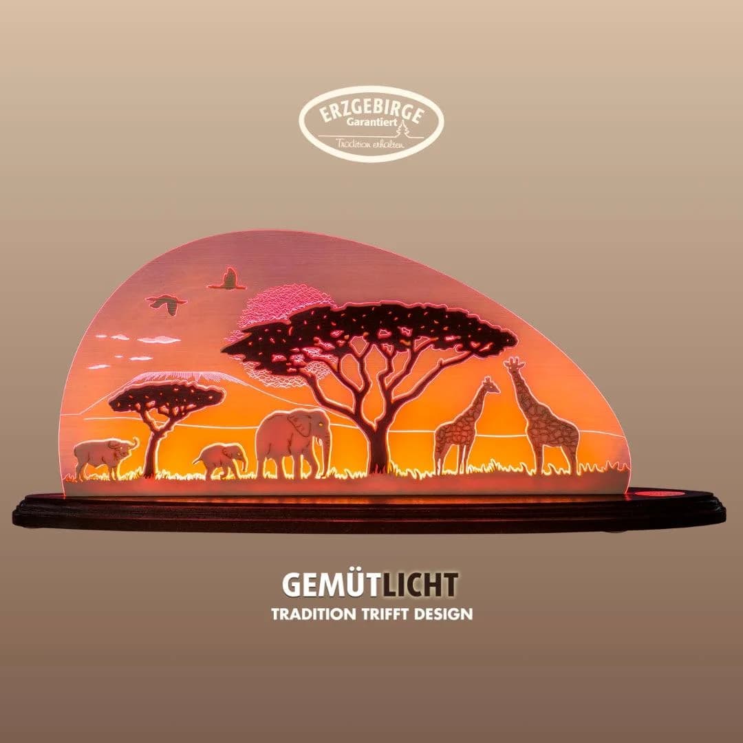 WEIGLA LED Dekolicht Safari Holz Acryl Rot Braun