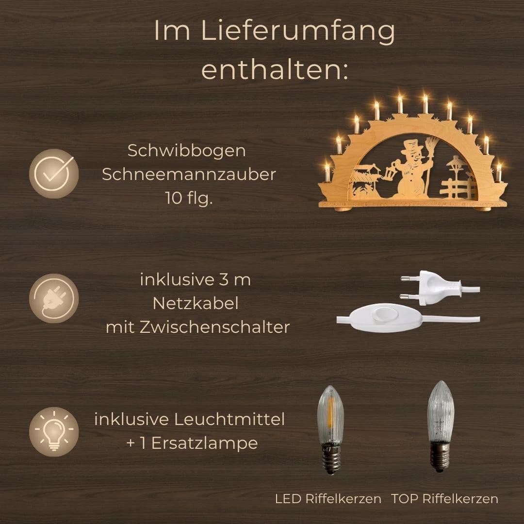 Weigla LED Schwibbogen "Schneemannzauber" Natur Holz