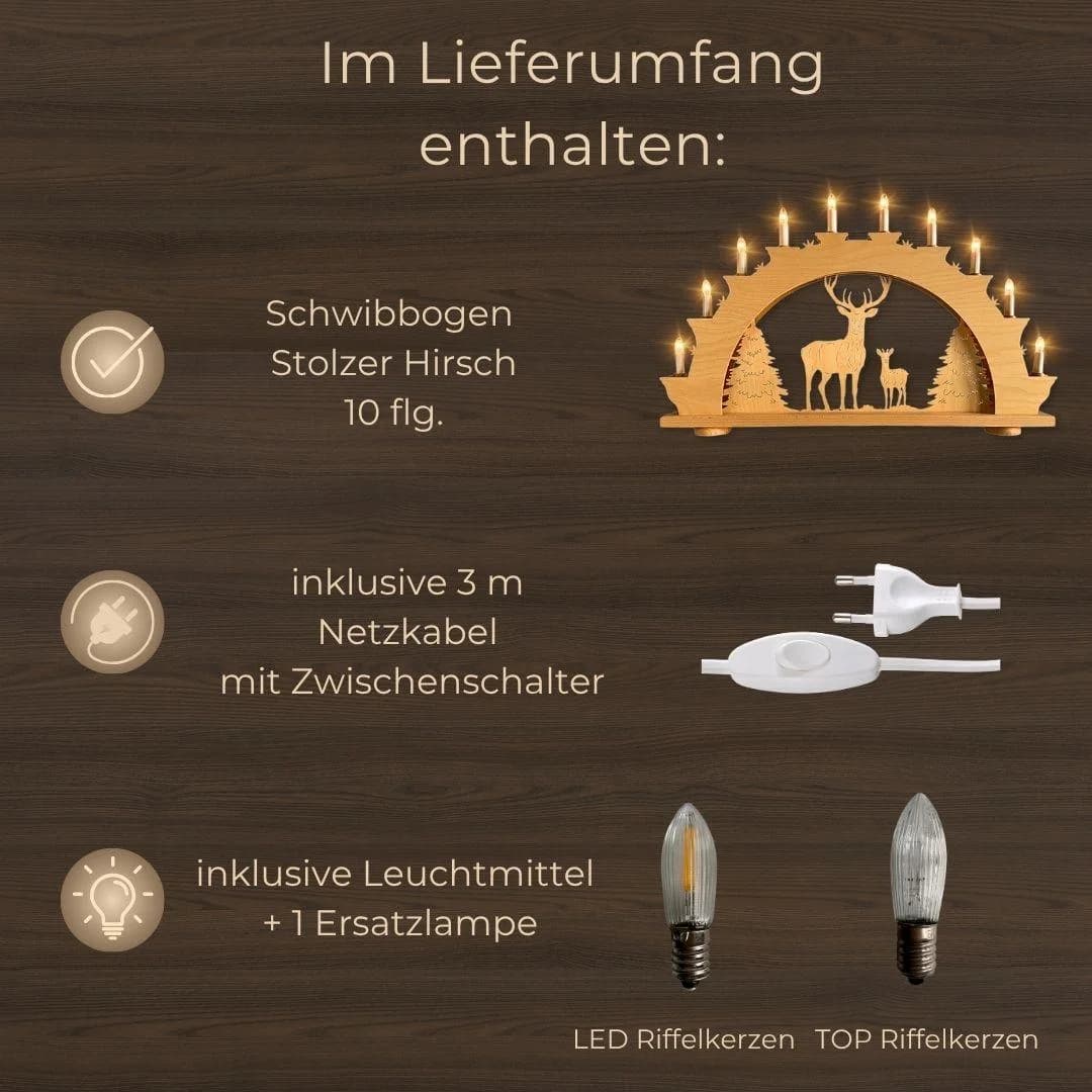 Weigla LED Schwibbogen "Stolzer Hirsch" Natur