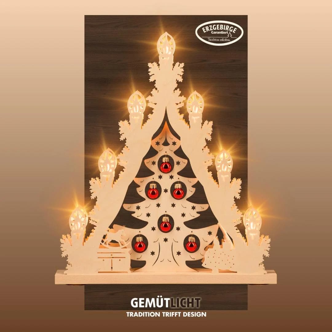 Weigla LED Lichterbogen Weihnachtsbaum mit Kugeln Beige/Rot
