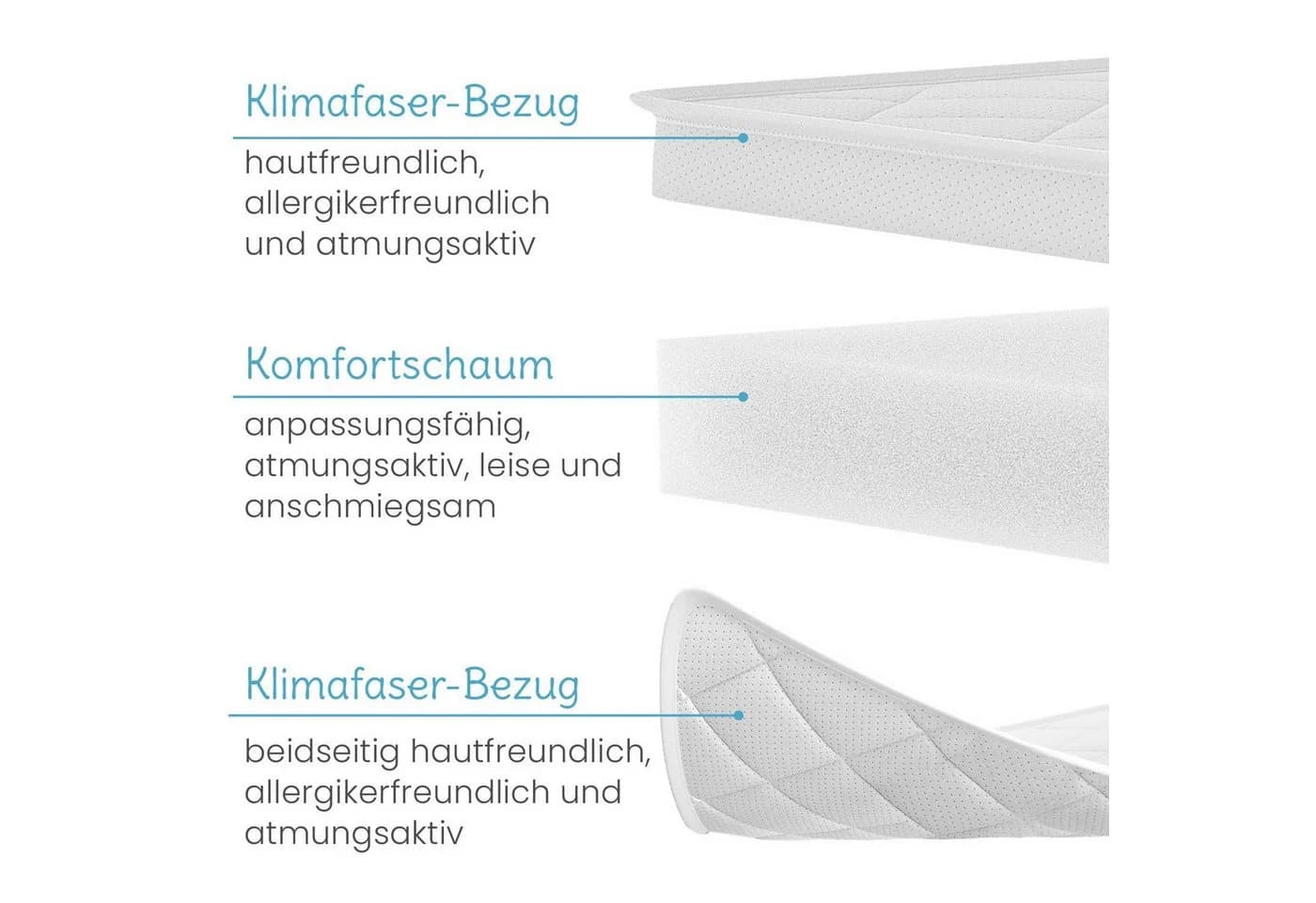 ELONEO Kindermatratze Baby Matratzentopper H2 6 cm