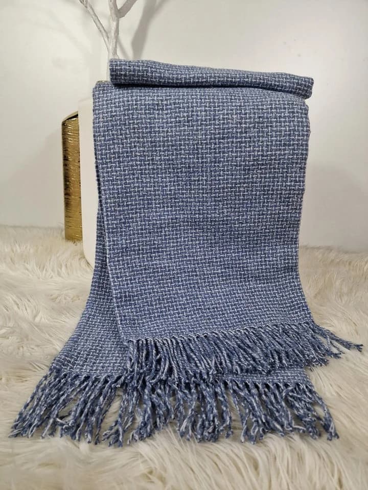 STTS Wohndecke Plaid Kuscheldecke Hellblau-Weiß 140x200 cm