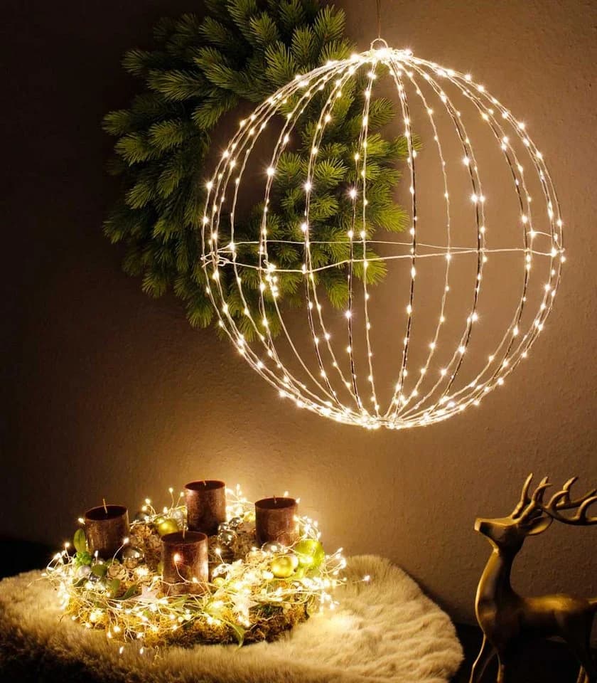 Arnusa LED Kugelleuchte 320 LED warmweiß 50 cm mit Timer