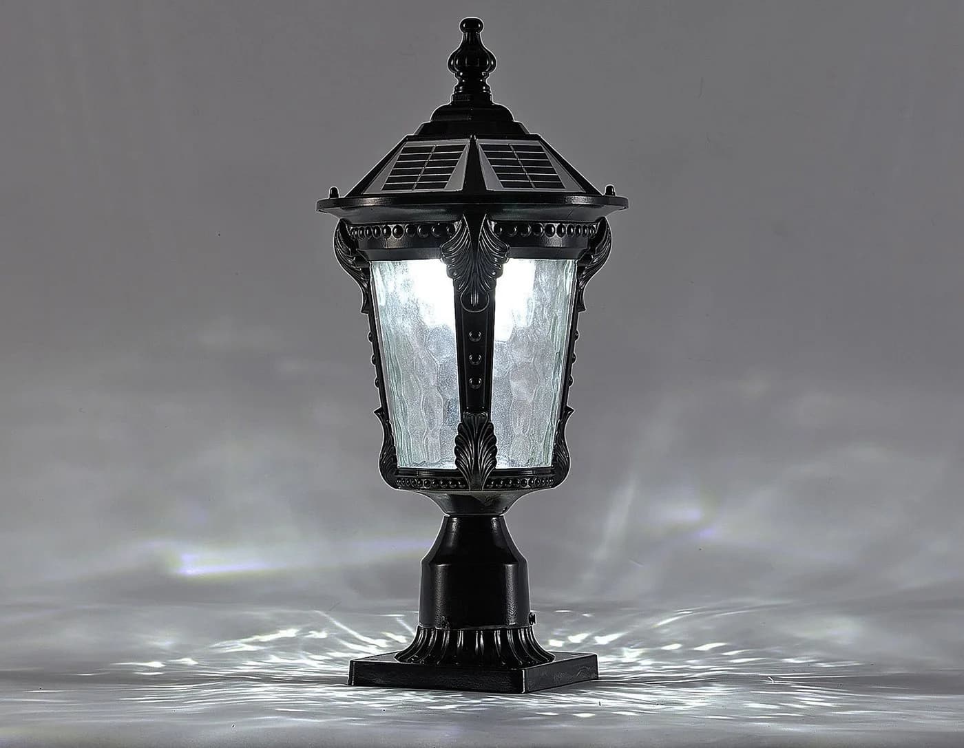 Arnusa LED Solarleuchte Sockelleuchte Schwarz Außenleuchte Solarlampe Gartenleuchte