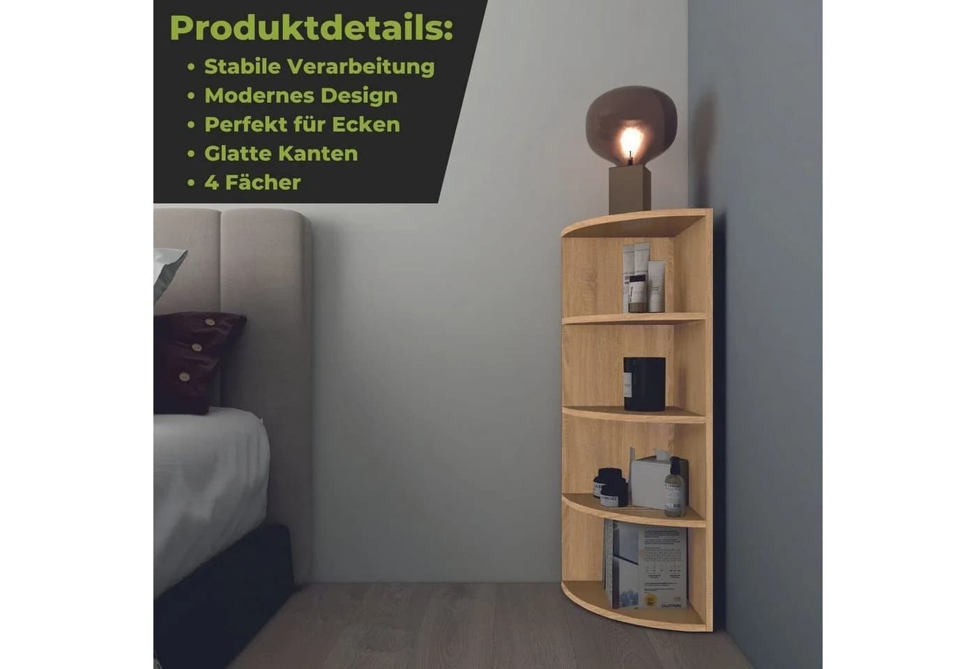 Coemo Eckregal CORNER 120 Natur 4 Fächer Holzregal