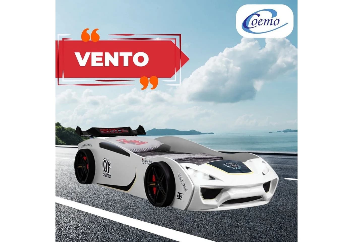 Coemo Autobett VENTO Weiß mit LED-Beleuchtung