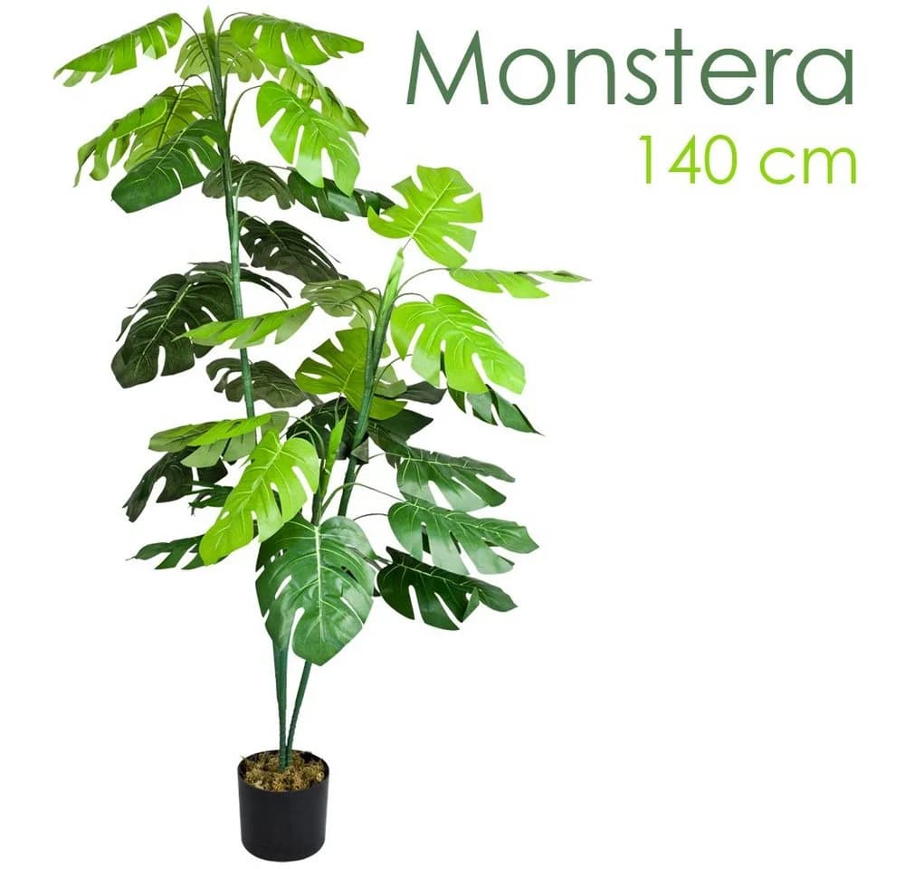 Decovego Kunstbaum Monstera Fensterblatt 140 cm Grün