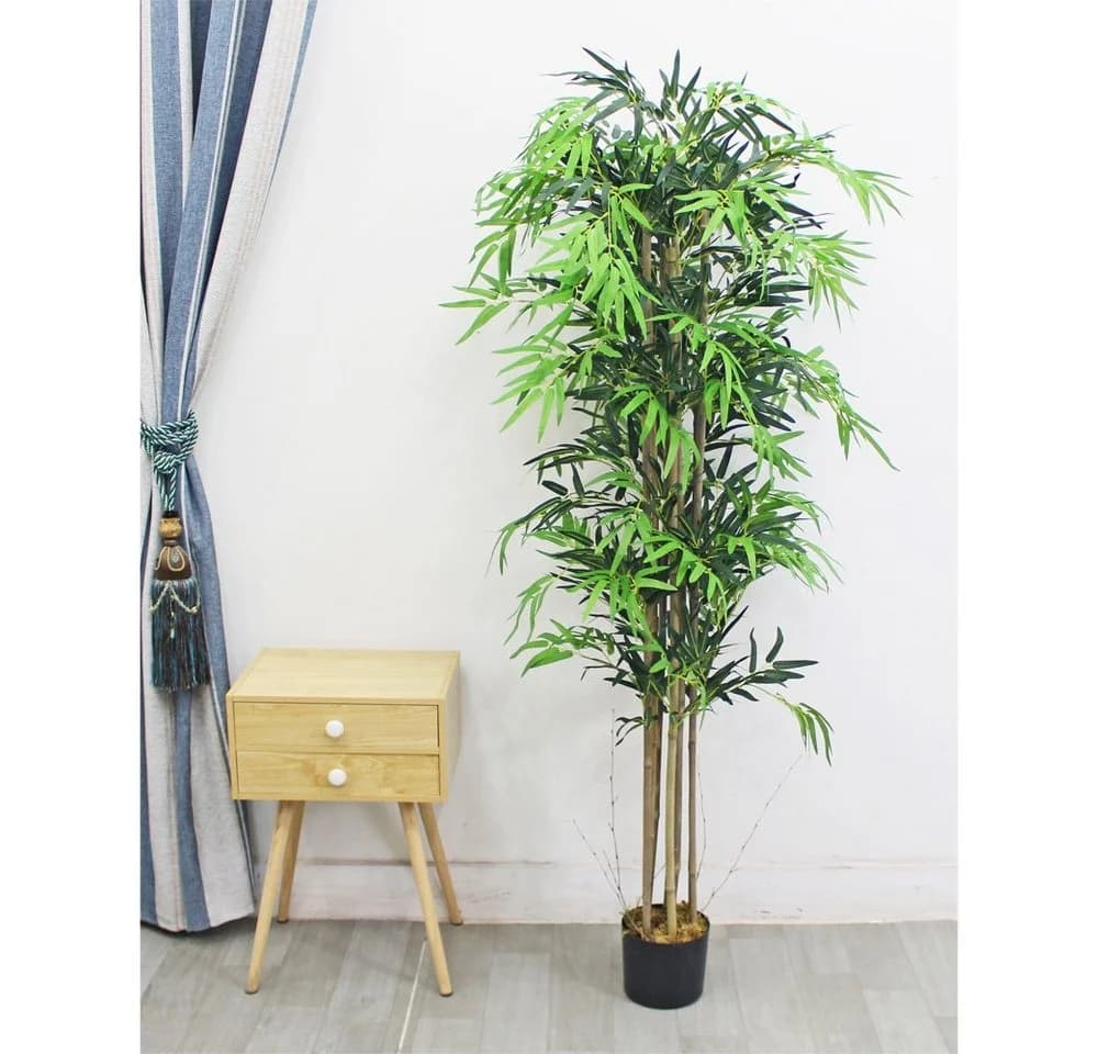 Decovego Kunstbambus 180 cm mit Echtholz Stämmen
