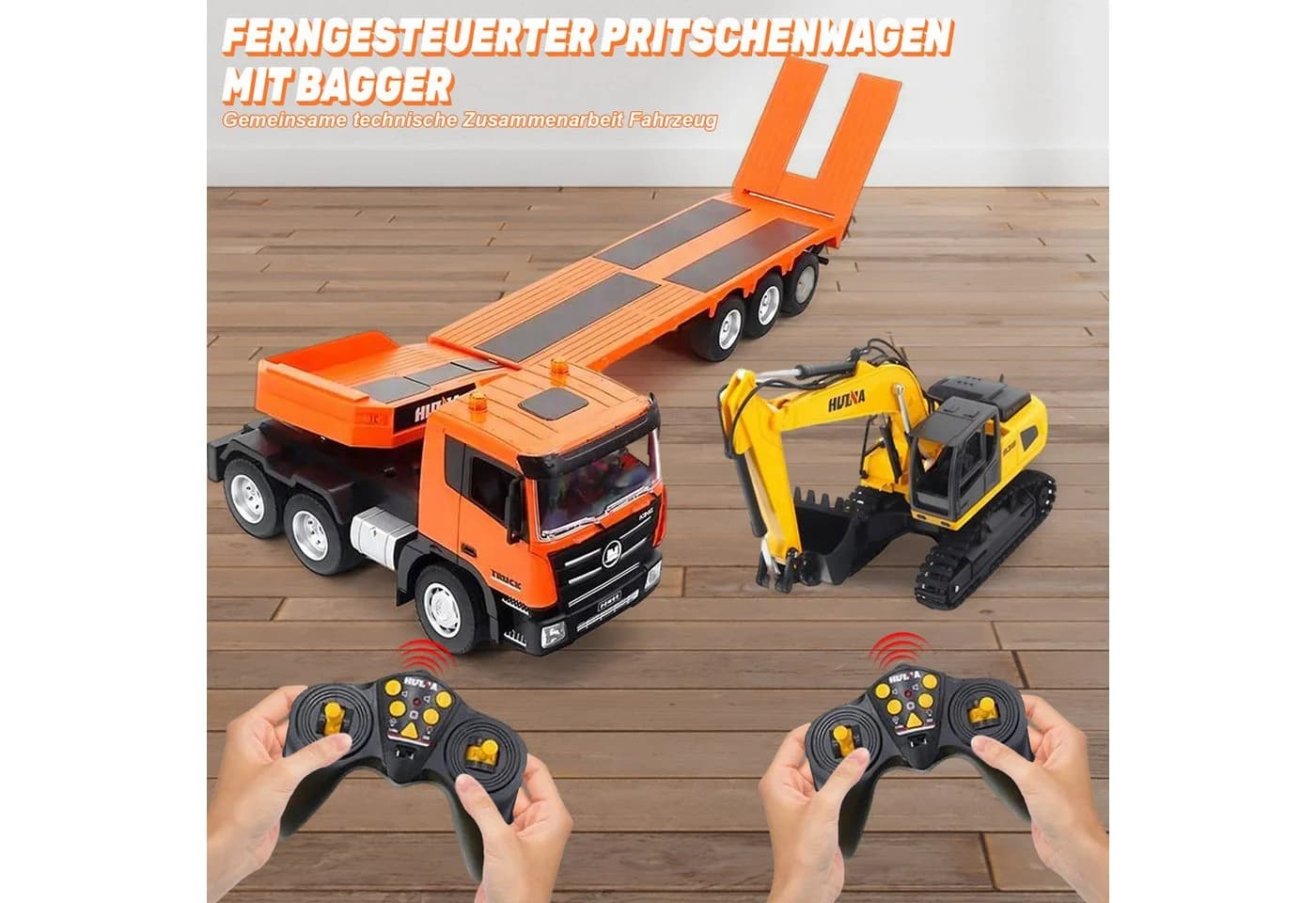 Esun RC-Truck Komplettset mit Bagger, 2.4GHz Fernsteuerung, 1:18
