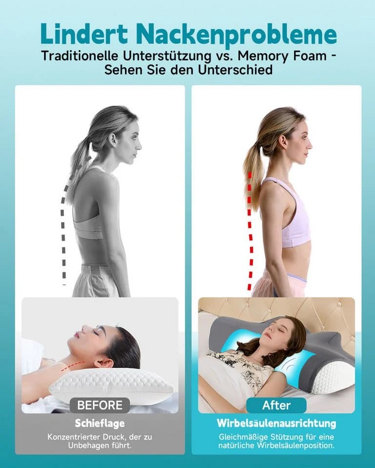 Esun Kopfkissen Nackenstützkissen Memory Foam Seitenschläfer