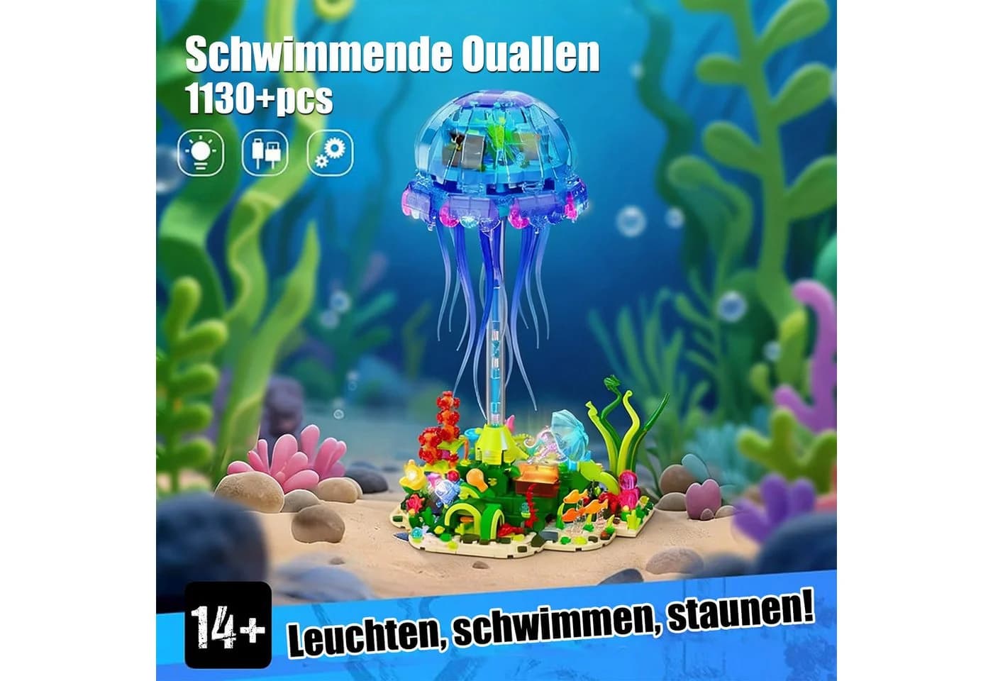 Esun Technik Quallen Bauspielzeug mit Licht & drehbaren Tentakeln