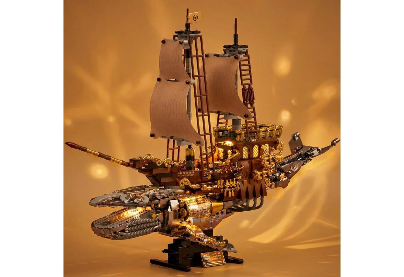 Esun Technik Wal Piratenschiff Bauspielzeug mit Licht, 1960 St. Klemmbausteine