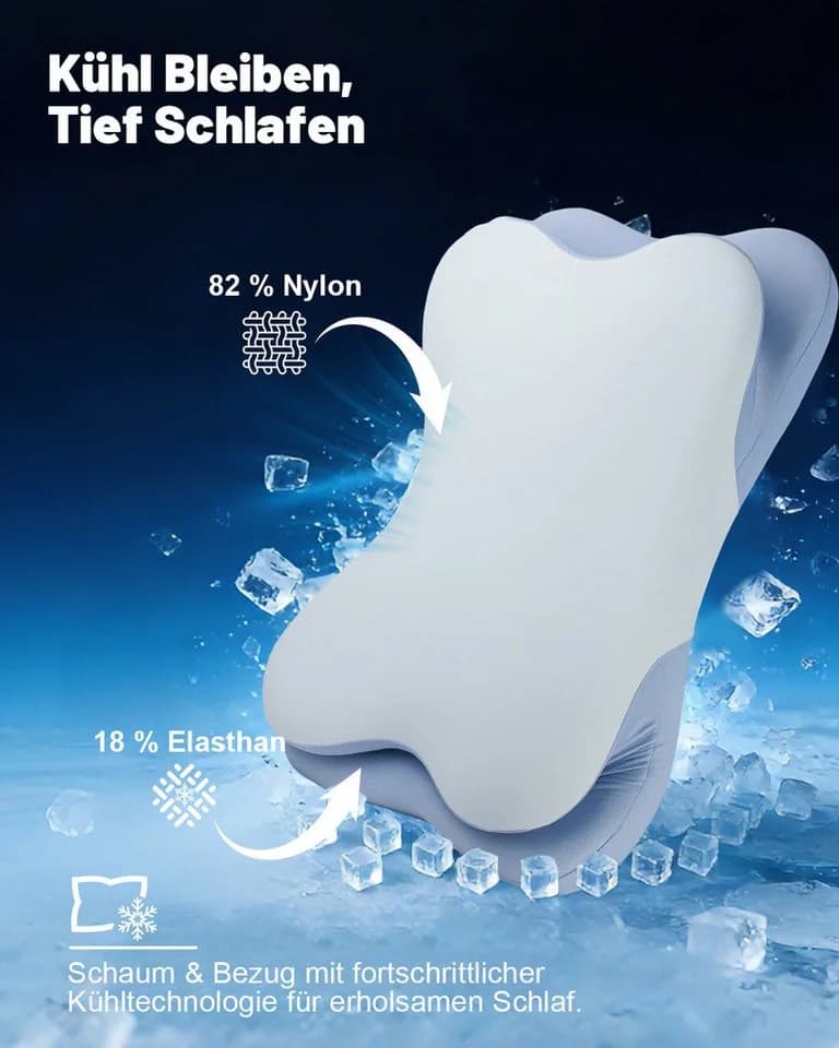 Esun Nackenkissen Memory Foam mit 9-Loch-Eis-Seide Bezug
