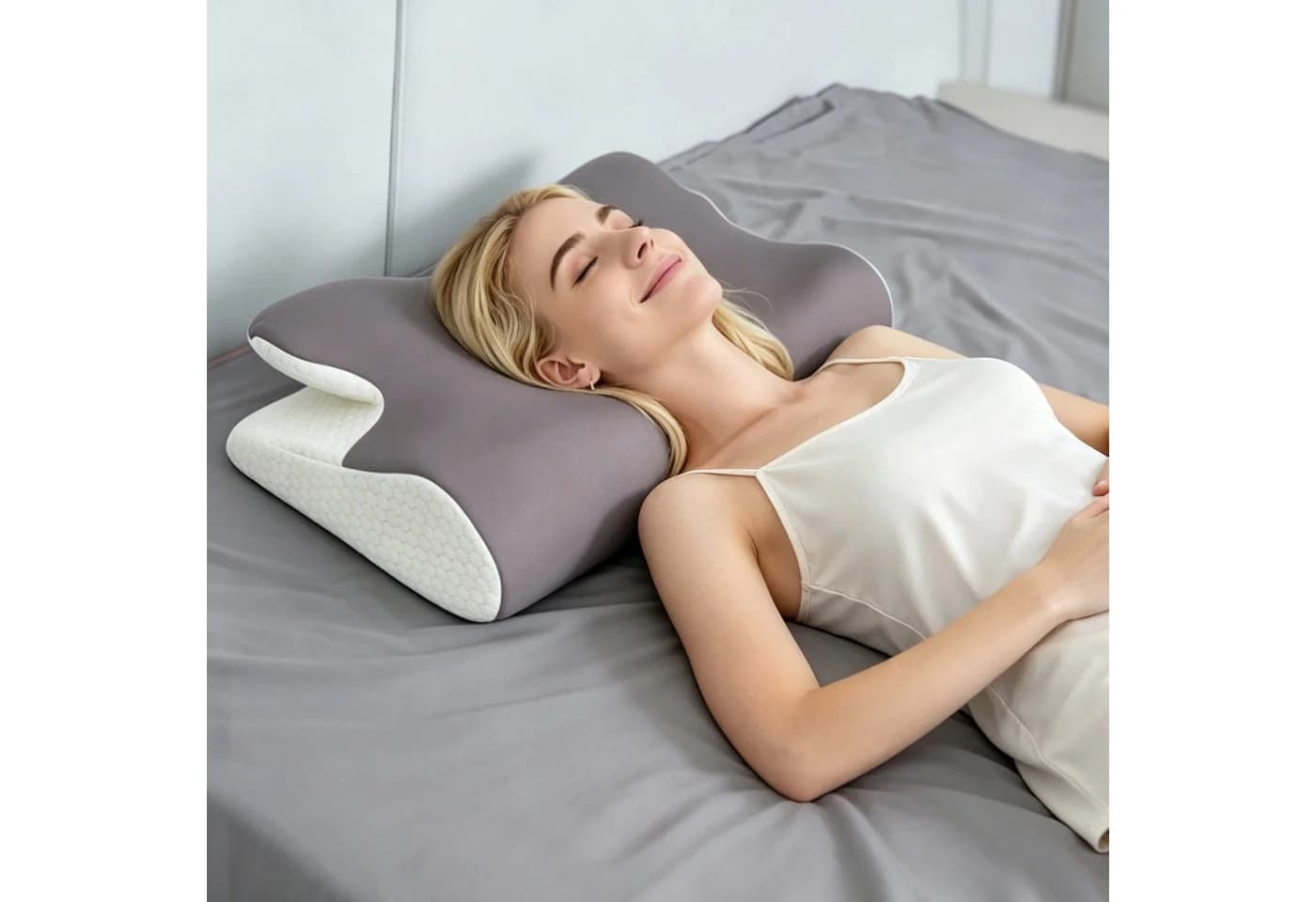 Esun Nackenstützkissen Orthopädisches Memory Foam Grau/Schwarz