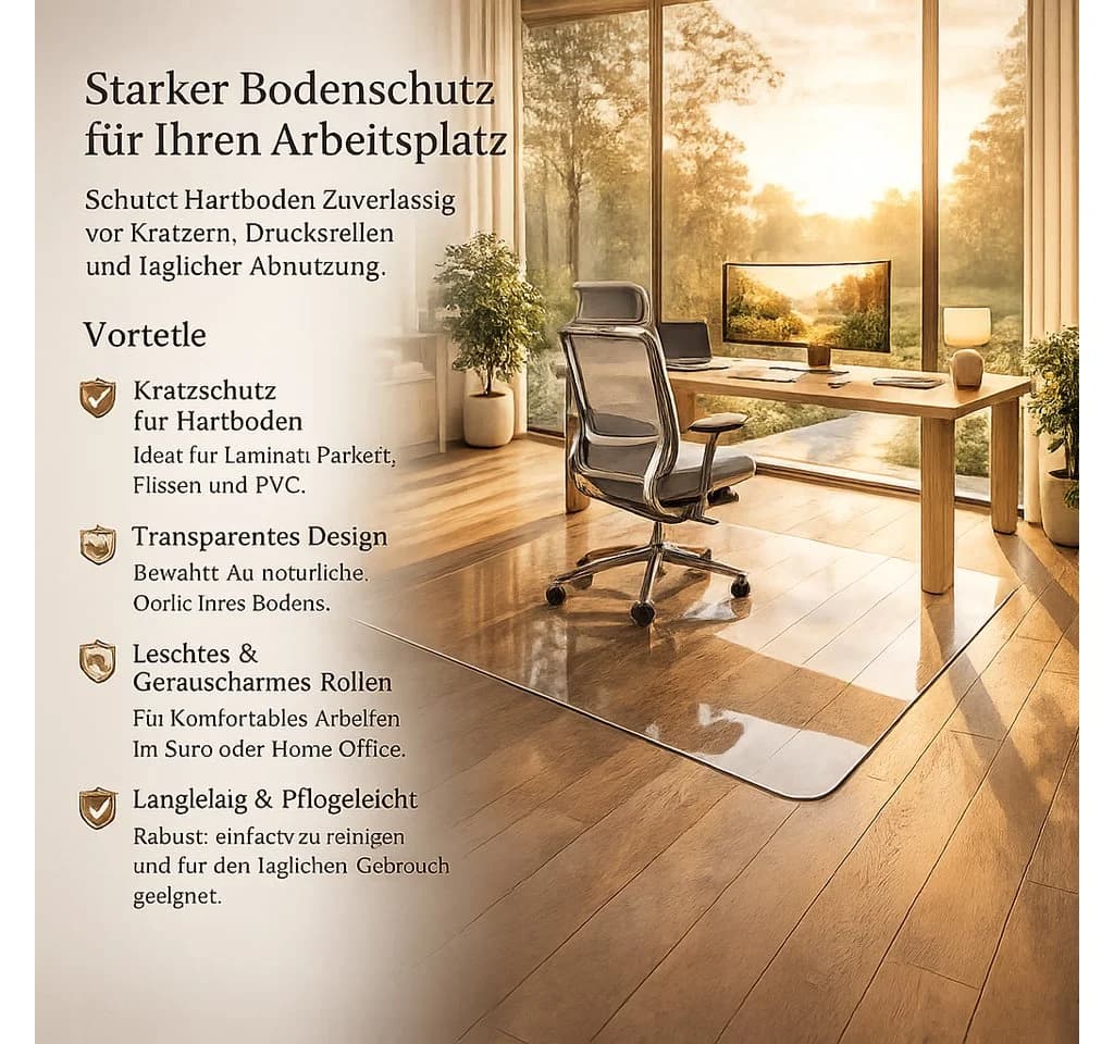 Best for Home Bürostuhlmatte Transparent Bodenschutzmatte