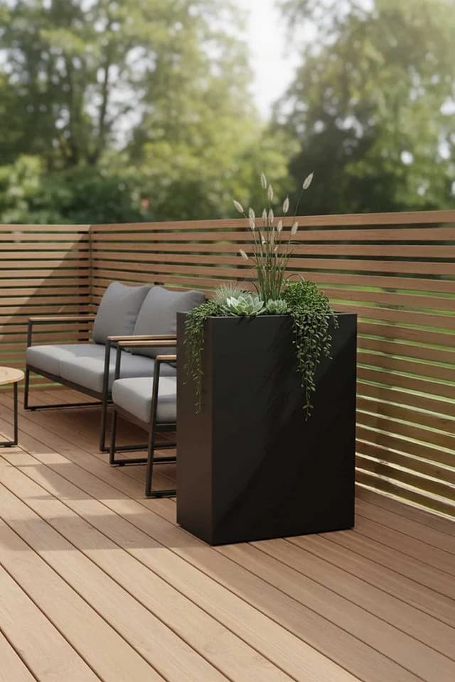 VIVANNO Pflanzkübel Fiberglas ELEMENTO Kasten Anthrazit Matt