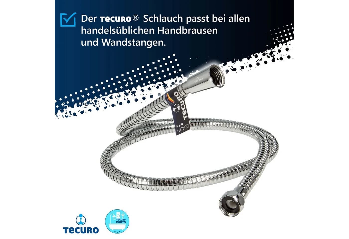 tecuro Brauseschlauch Metall Agraff Edelstahl Chrom 1/2 Zoll
