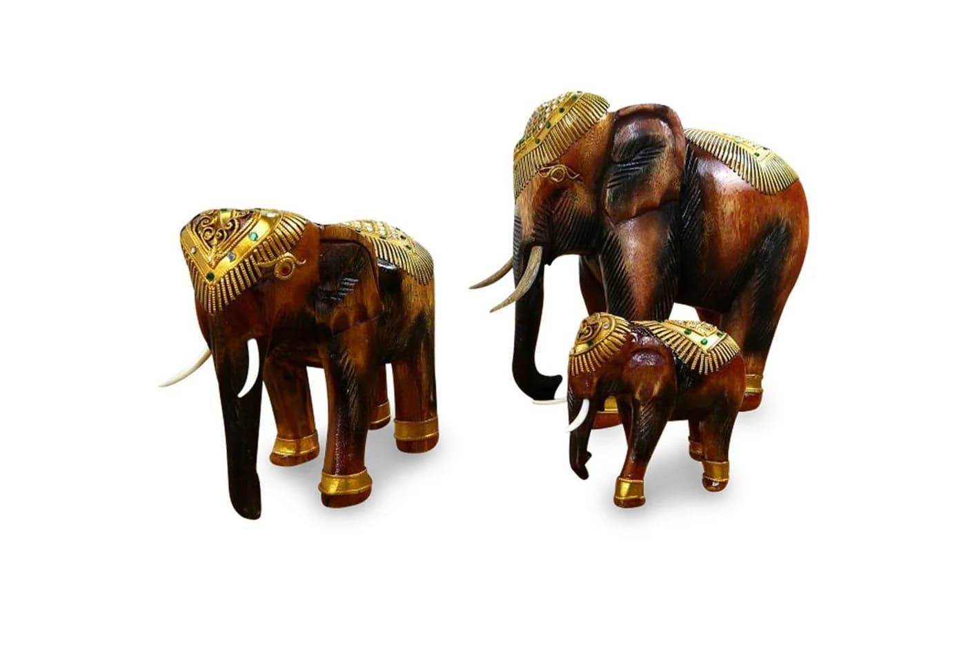 Livasia Holzelefant mit Glitzersteinen Rüssel hängend