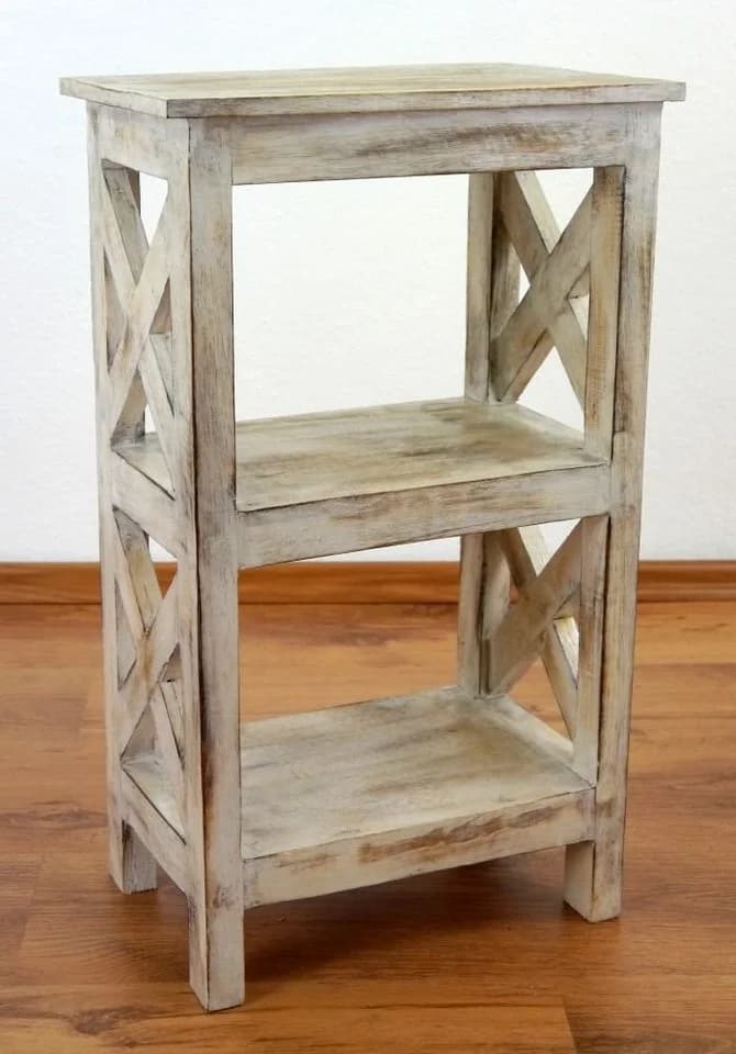 livasia Nachttisch Weiß Albiziaholz Geradliniges Design
