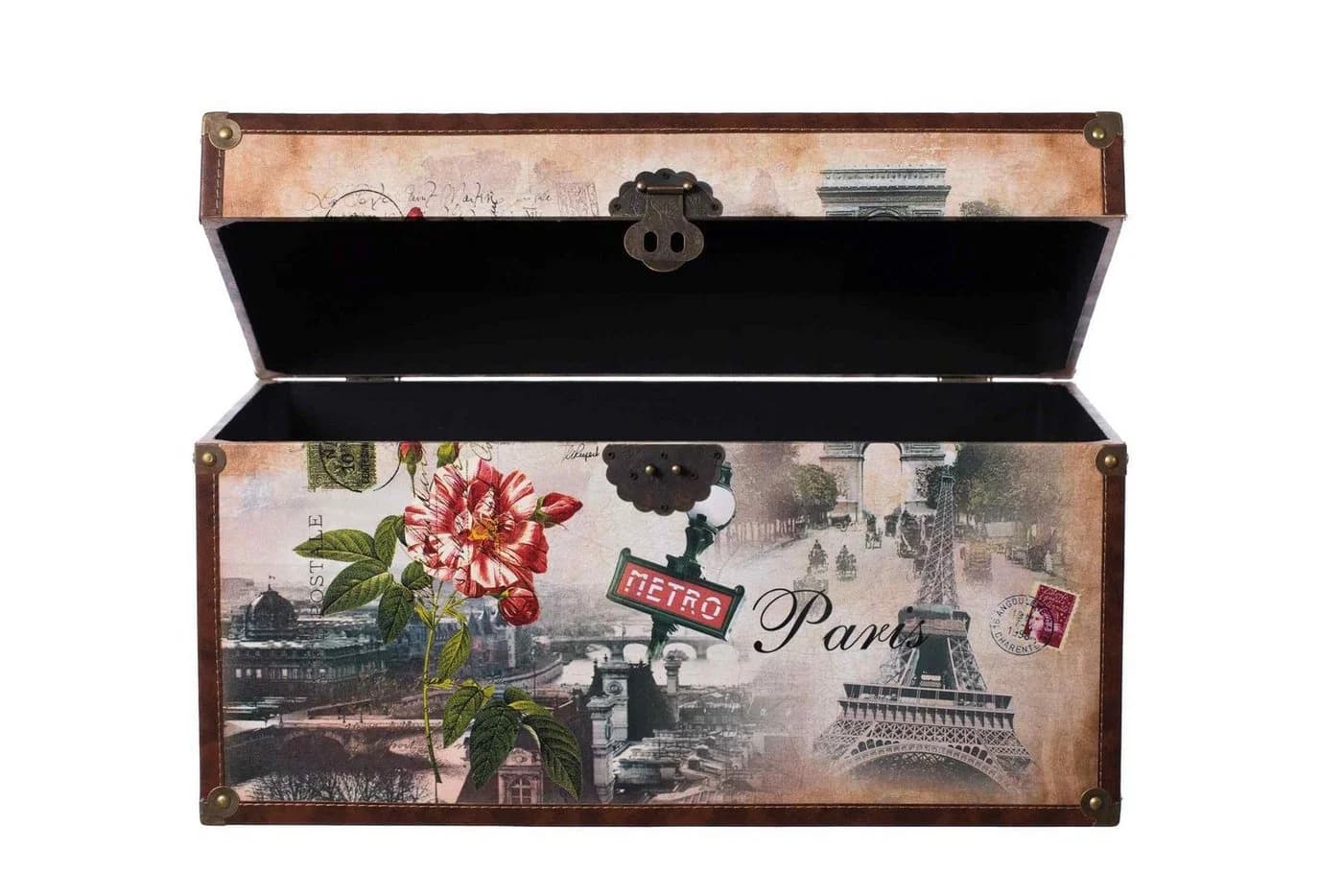 BIRENDY Holztruhe Vintage Deko-Objekt mit Kunstleder