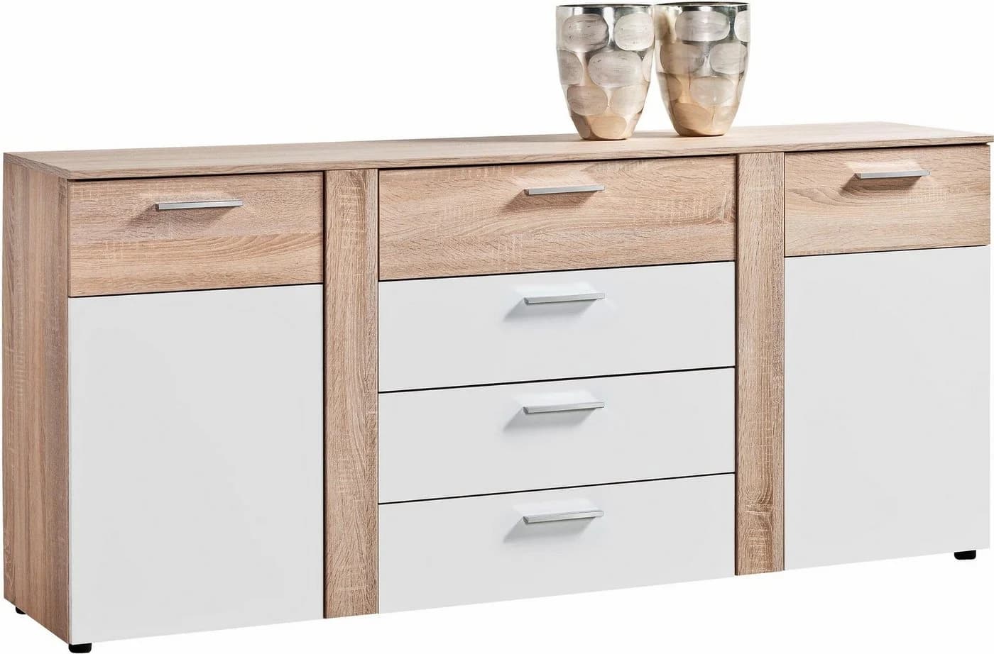 PROCONTOUR Kommode Trenti Weiß Eichefarben 4 Schubkästen