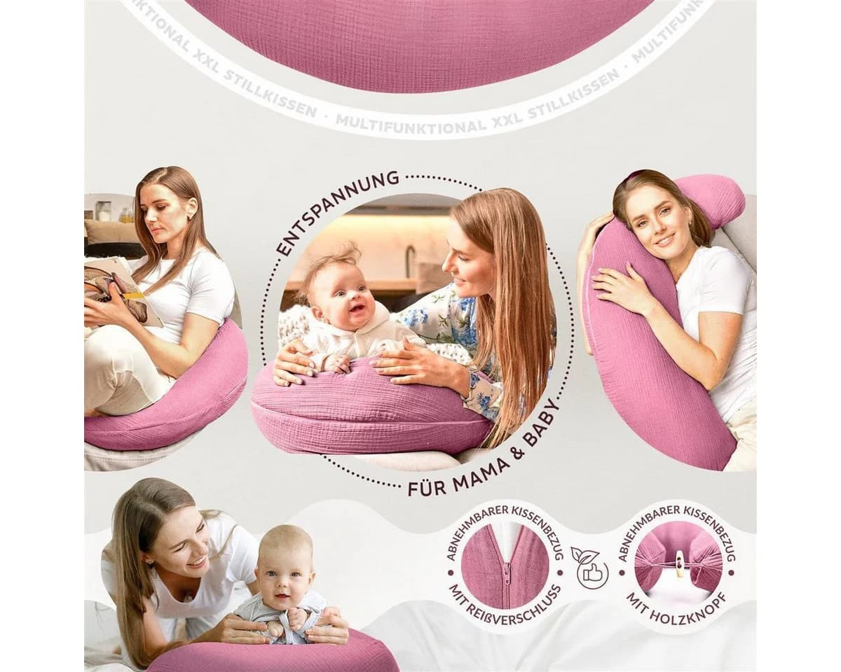 SEI Design Stillkissen XXL 190x30 cm Bio-Baumwoll-Musselin