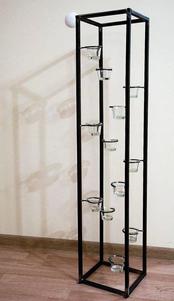 DanDiBo Teelichthalter Lichtsäule Schwarz 100 cm für 12 Teelichter