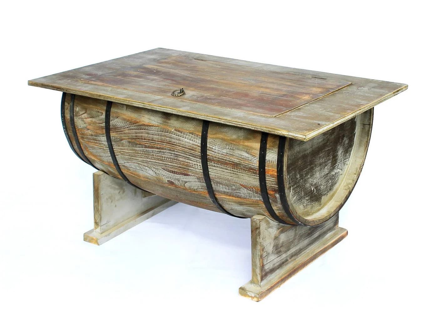 DanDiBo Couchtisch Vintage Weinfass 80cm Holz Beistelltisch
