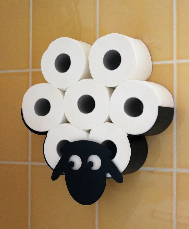 DanDiBo Toilettenpapierhalter Schaf Schwarz Metall Wandhalterung
