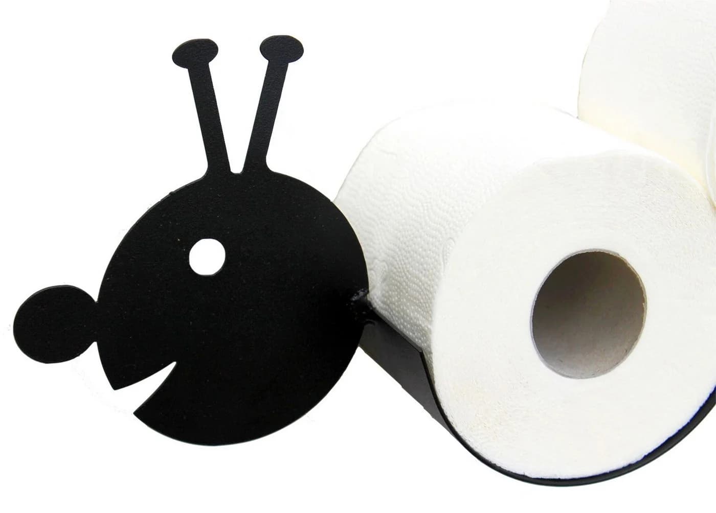 DanDiBo Toilettenpapierhalter Raupe WC Ersatzrollenhalter Wandmontage Schwarz Metall