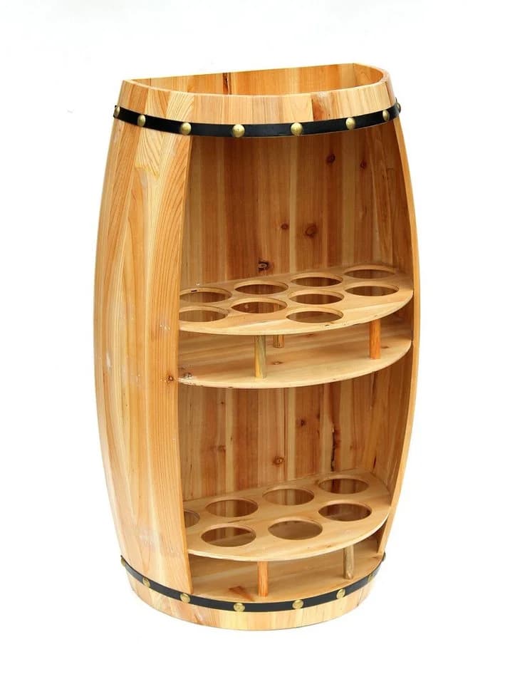 DanDiBo Weinregal Weinfass Naturholz Halbrund