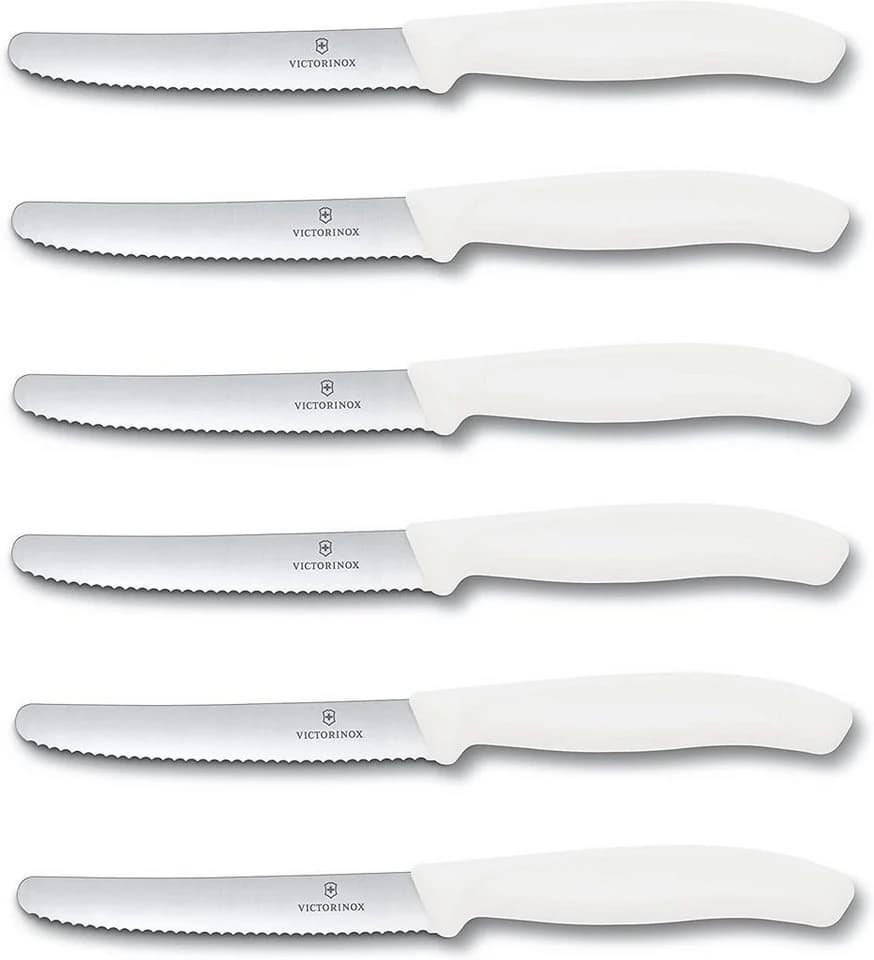 Victorinox Tafelmesser Set 6-teilig Wellenschliff Edelstahl Weiß