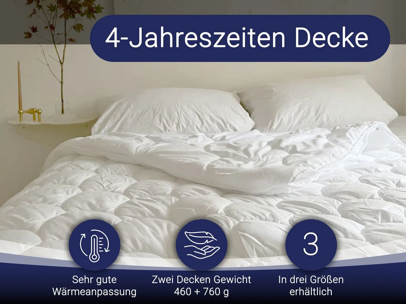ZOLLNER 4-Jahreszeitenbett 135 x 200 cm 100% Polyester