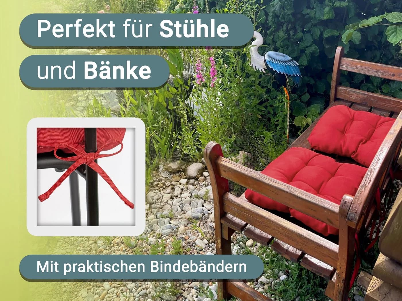 ZOLLNER Stuhlkissen Rot 38x38x6 cm Baumwolle Polyester