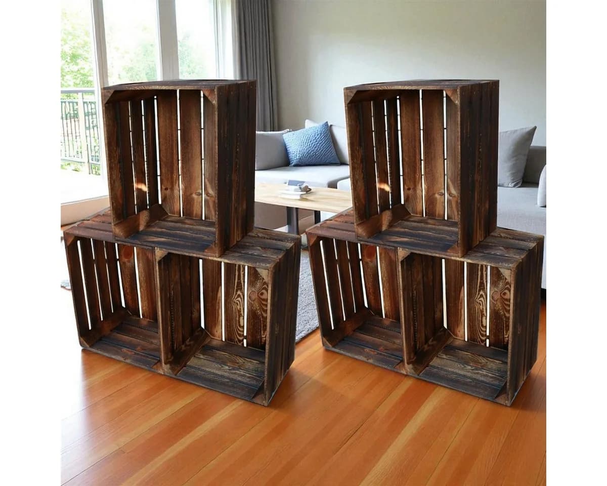 Teramico Holzkiste 6er Set Vintage Geflammt