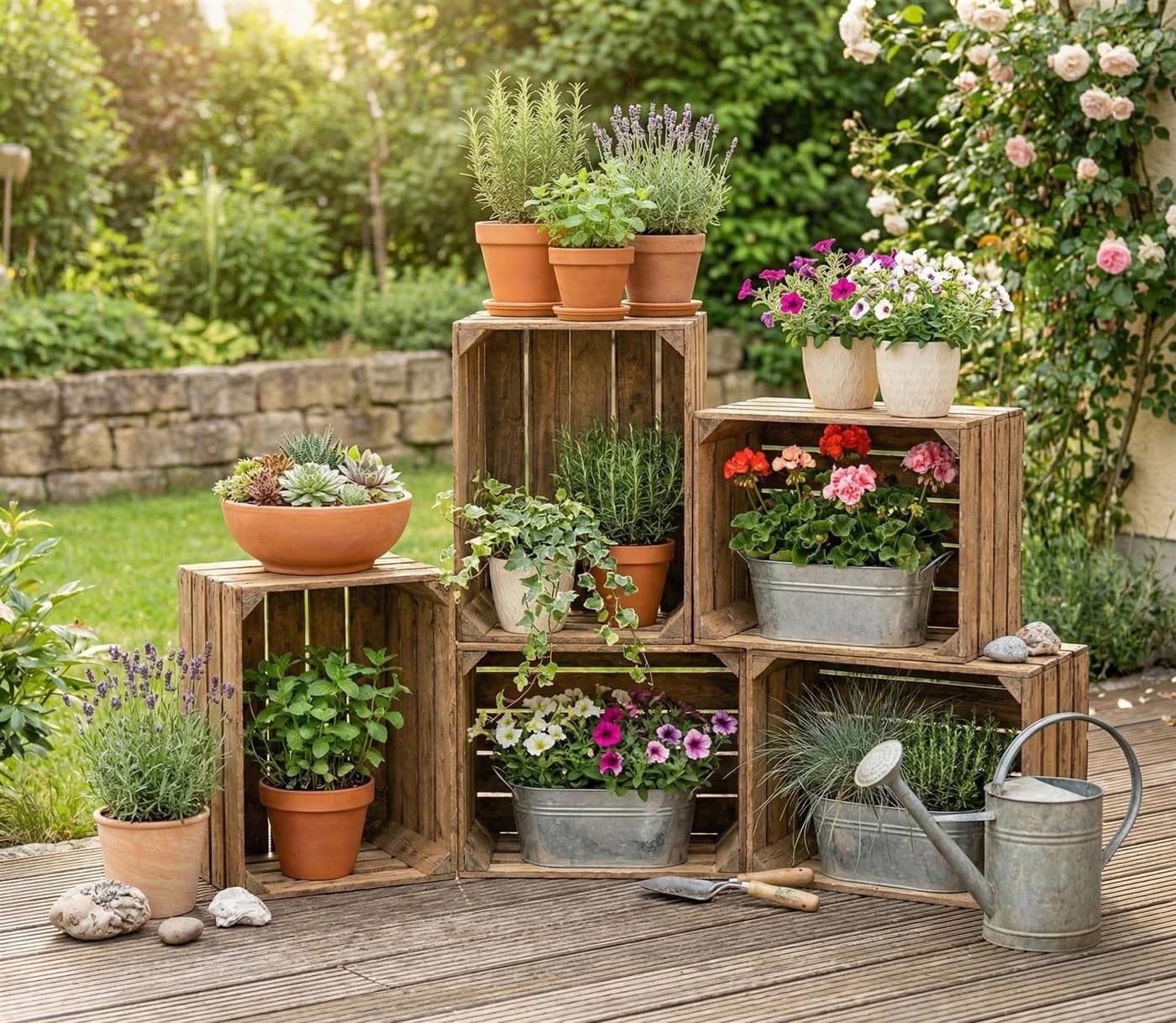 Teramico Holzkiste 12er Set 50x40x30cm Vintage Natur
