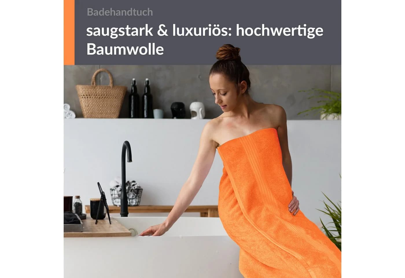 Lashuma Badetuch Linz Frottee Orange 100x150 cm