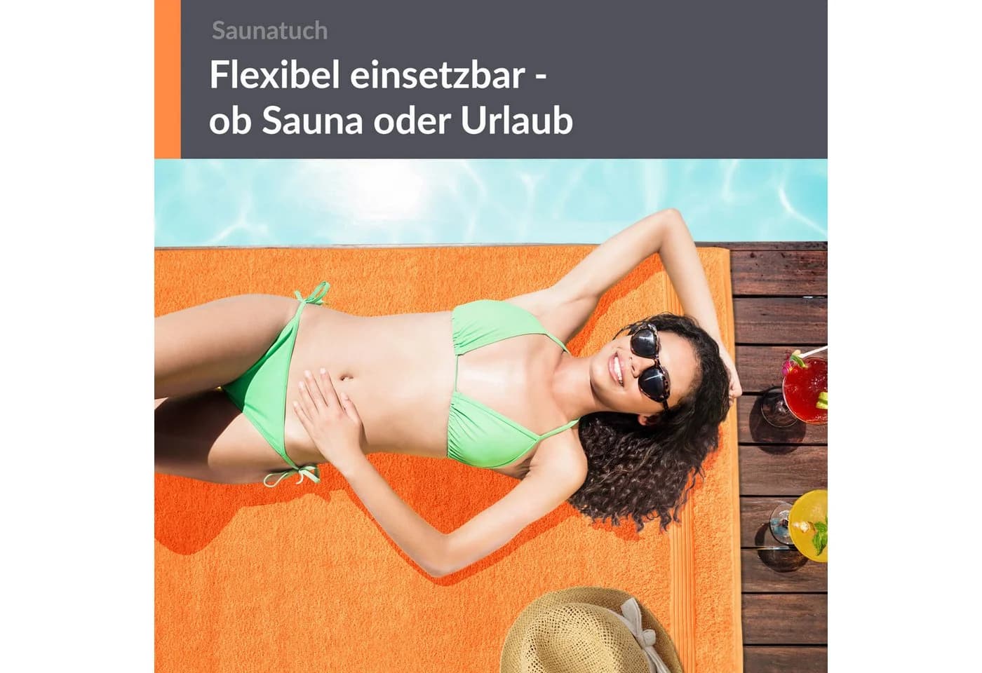 Lashuma Saunatuch XXL Frottee 100x200 cm Orange
