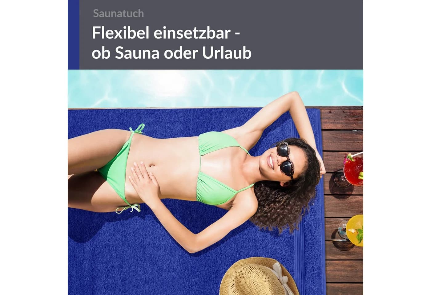 Lashuma Saunatuch XXL Frottee 100x200 cm Blau