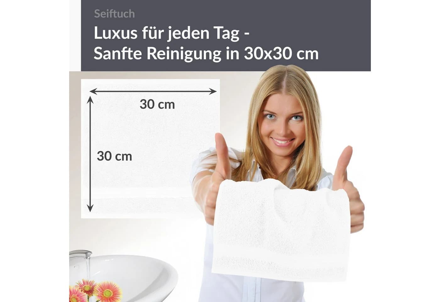 Lashuma Waschlappen - Seiftücher Linz, 6er Spar-Set, 30x30 cm, 100% Baumwolle