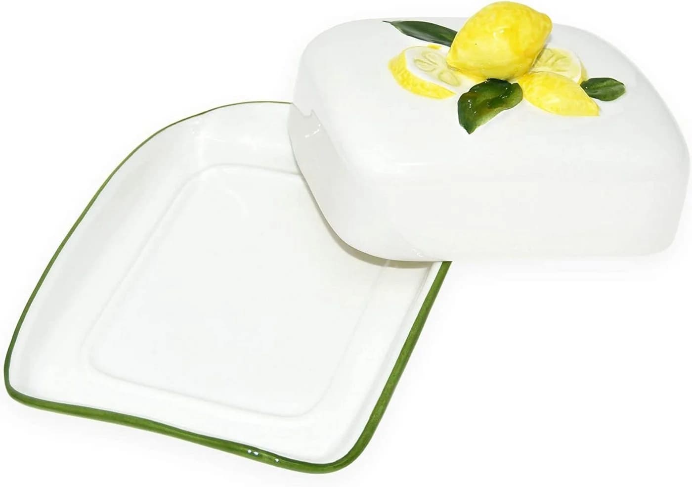 Lashuma Butterdose Zitrone Keramik Relief Dekor