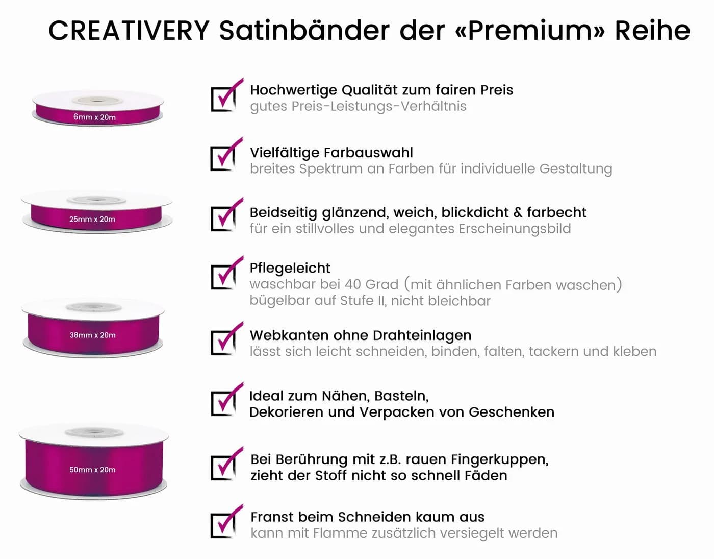 Creativery Satinband 6mm x 20m Rolle Rot