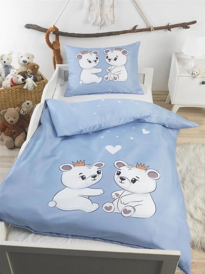 Carpe Sonno Babybettwäsche 100x135 Blau Grau 2-teilig Baumwolle