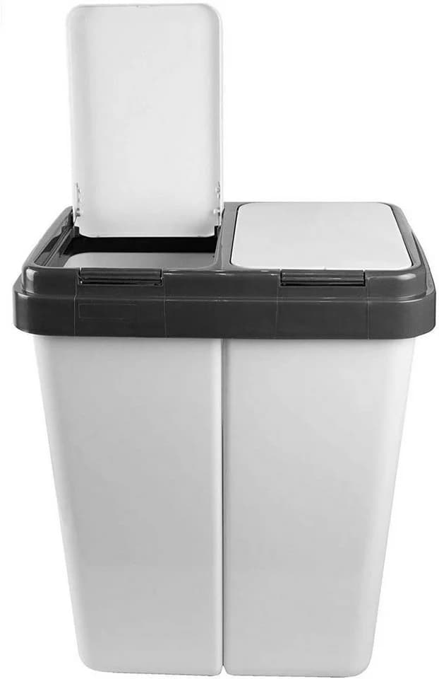 ALPFA Mülleimer Duo Bin 2x25 Liter Grau Mülltrennung