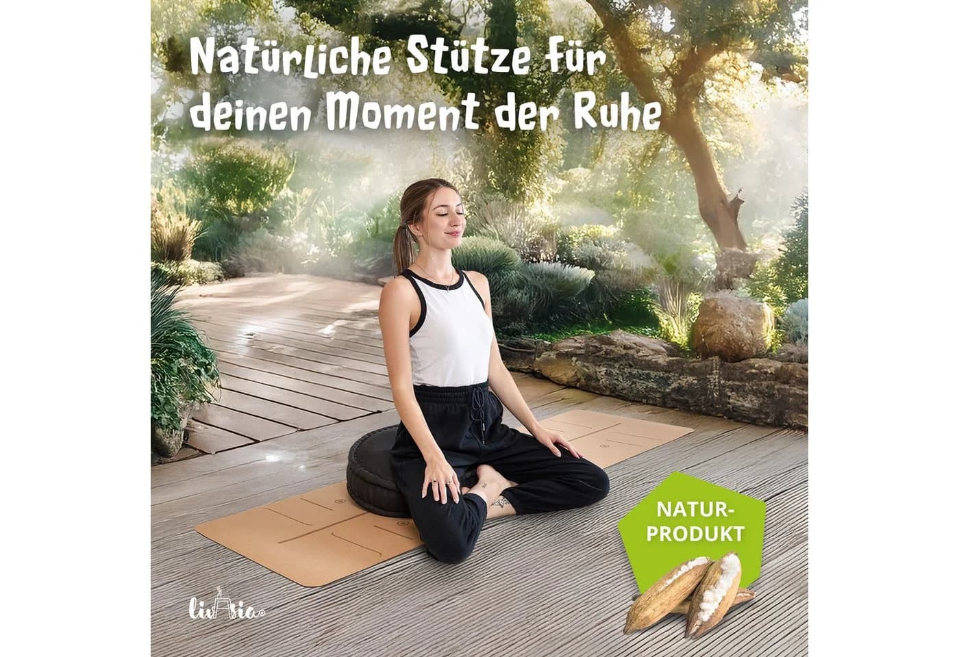 livasia Meditationskissen Zafukissen groß (Basic) Schwarz Thaiseide