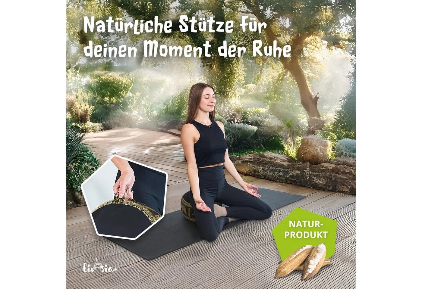 livasia Meditationskissen Zafukissen Deluxe Kapok Vegan Handgefertigt